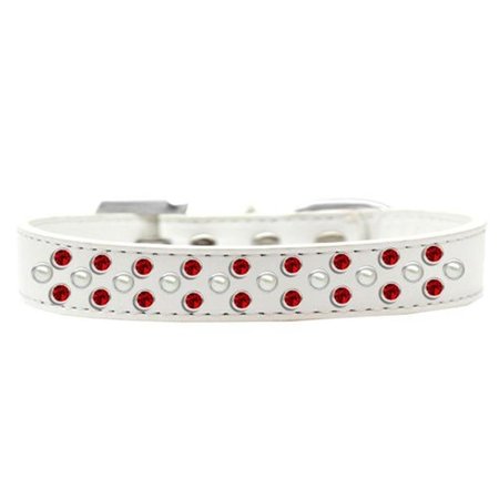 UNCONDITIONAL LOVE Sprinkles Pearl & Red Crystals Dog CollarWhite Size 12 UN756650